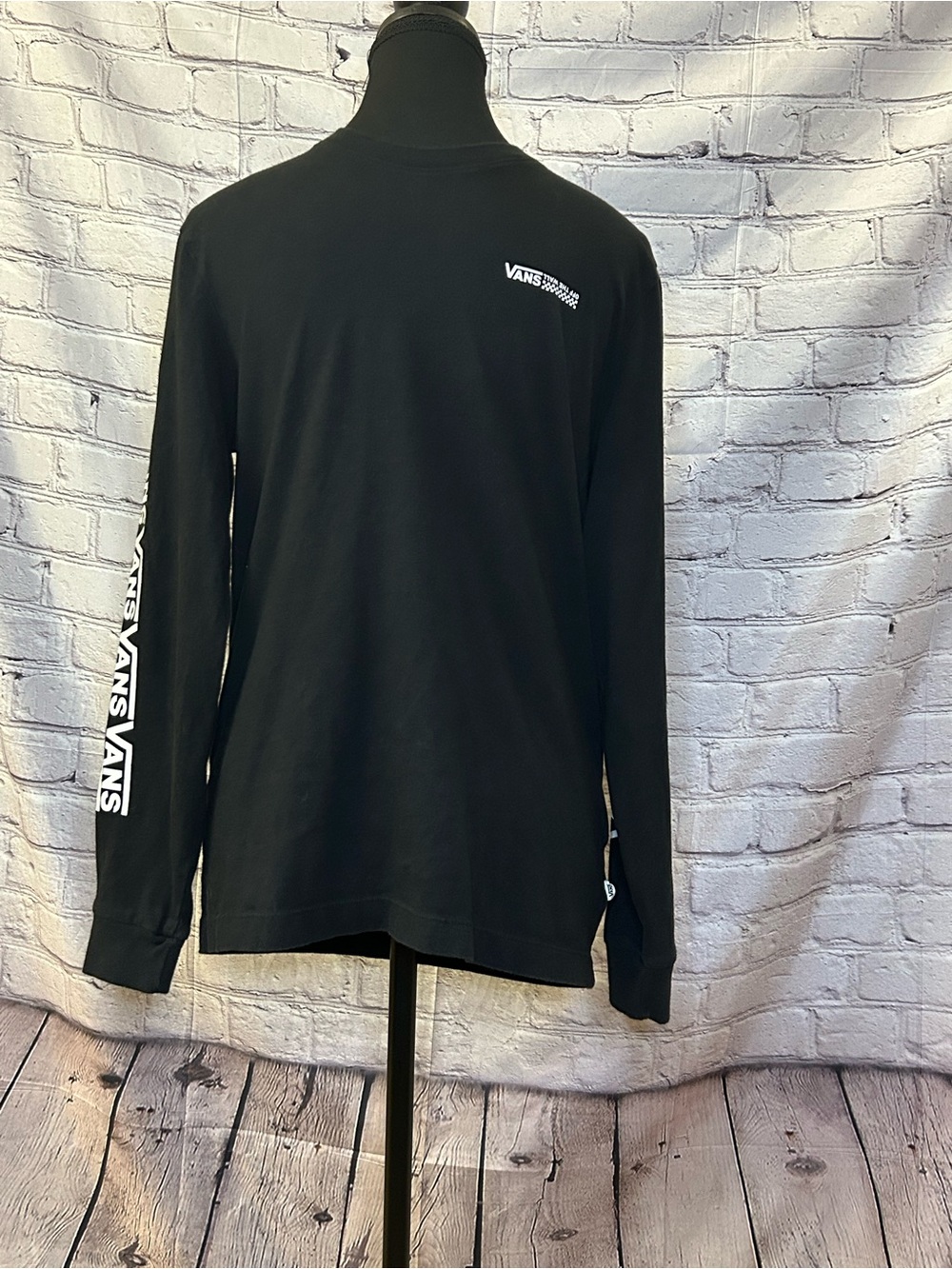 Vans Black Long-Sleeve Logo Tee with Sleeve Branding